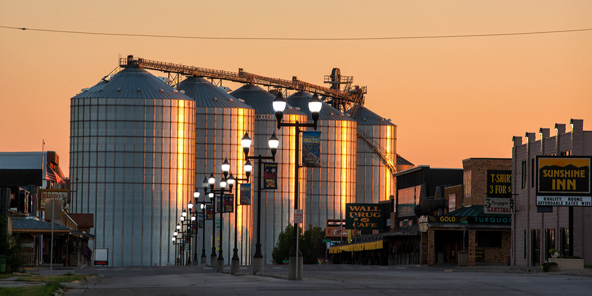 Main street of Wall, SD in the morning